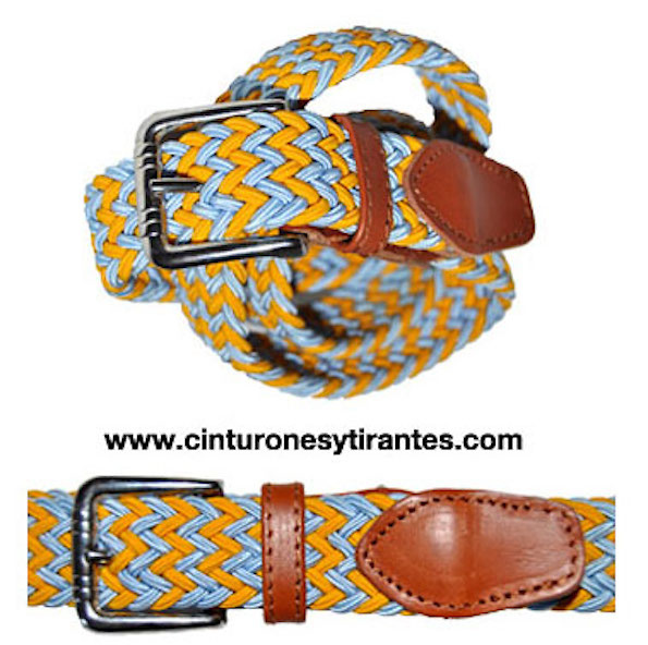BELT AND CHILD IN CALF SKIN WOVEN ELASTIC RUBBER 