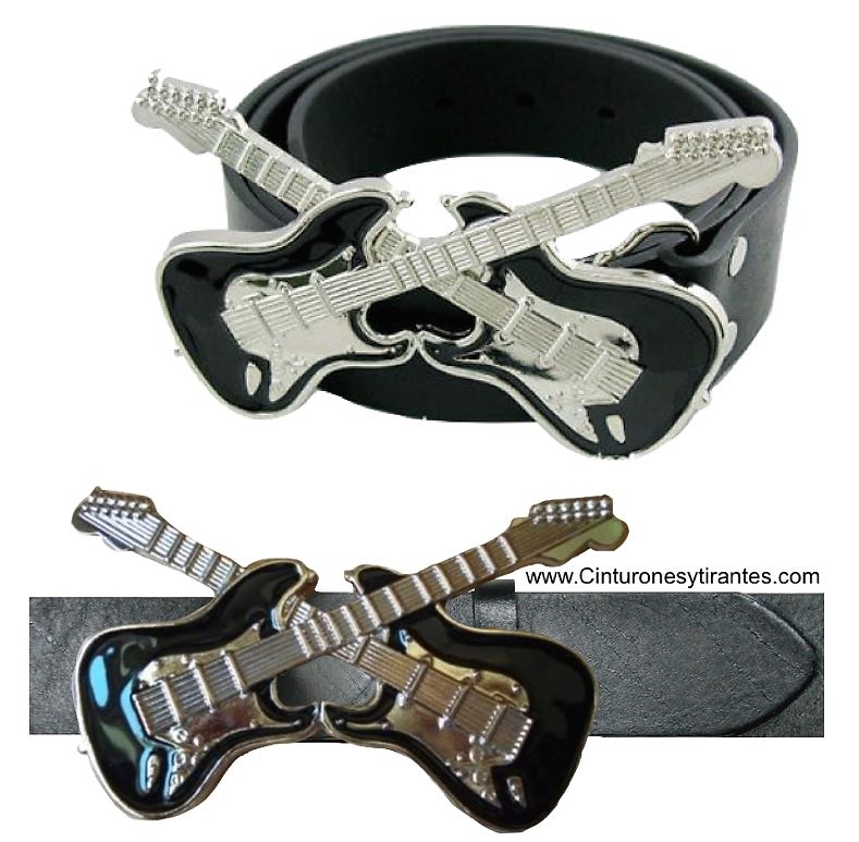 BELT MADE OF LEATHER WITH ELECTRIC GUITAR BUCKLE 