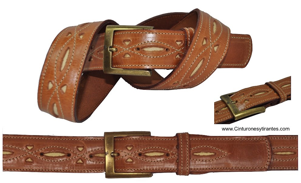 BELT MAN IN LEATHER CRAFT ROUGH AND STITCHING 