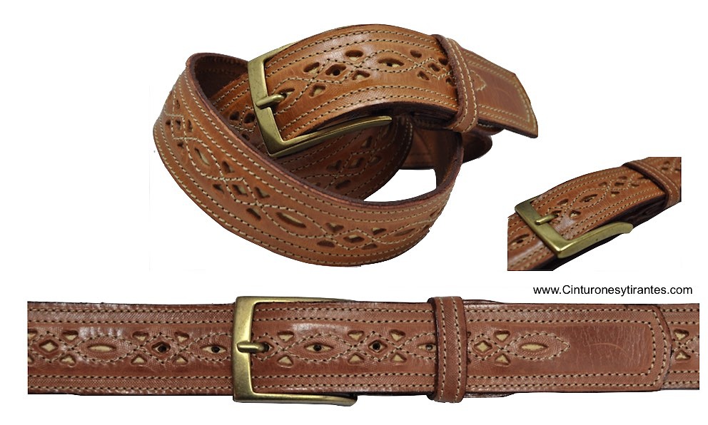 BELT MAN WITH LEATHER CRAFT WORK MADE IN SPAIN PICADO 