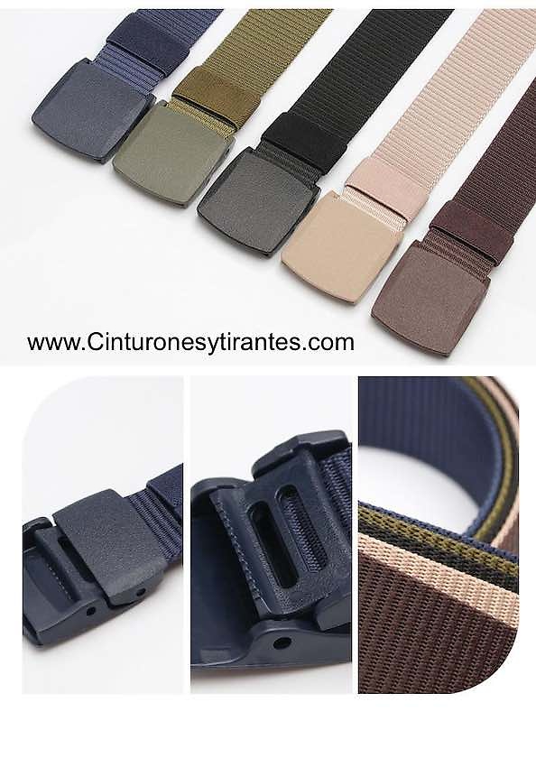 BELT NYLON TAPE WITH BUCKLE AUTOMATIC - 7 COLORS - 