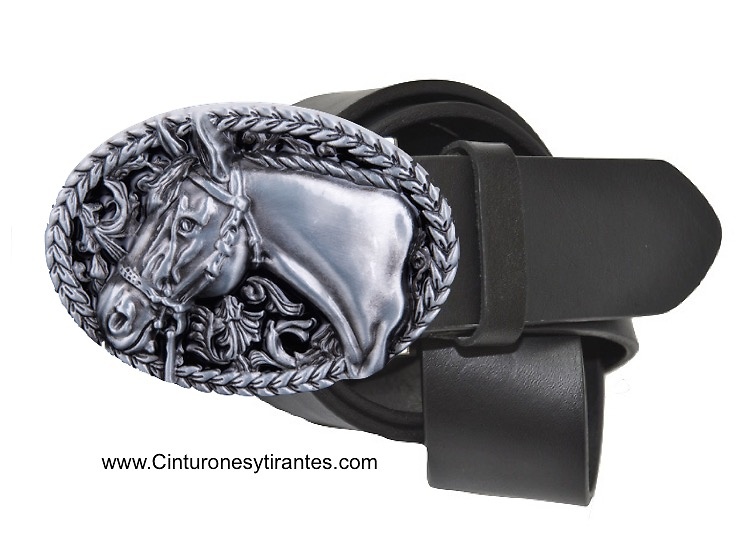 BELT WITH HEAD BUCKLE WITH RELIEF HORSE 