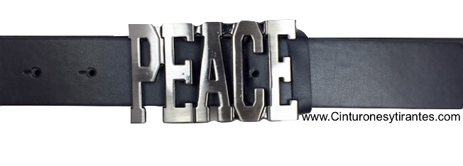 BELT WITH PEACE BUCKLE IN METAL ENGLISH 