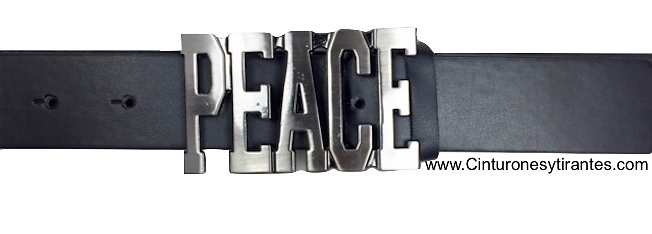 BELT WITH PEACE BUCKLE IN METAL ENGLISH 