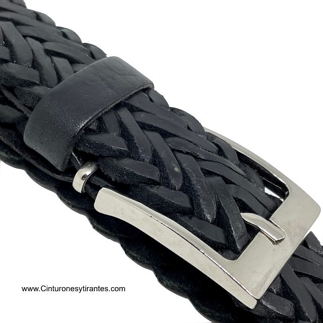 BLACK BRAIDING HANDMADE LEATHER BELT 