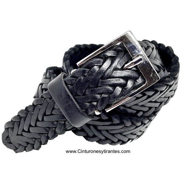 BLACK BRAIDING HANDMADE LEATHER BELT 