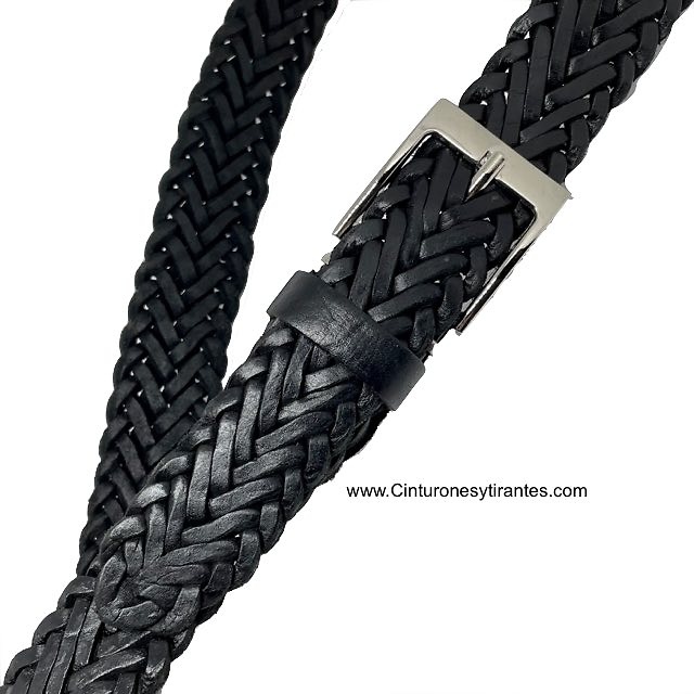 BLACK BRAIDING HANDMADE LEATHER BELT 