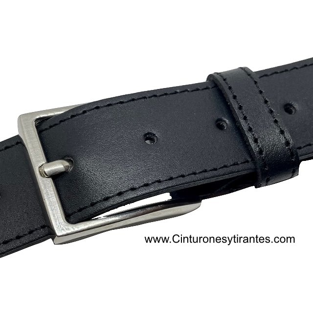 BLACK ELASTIC LEATHER BELT FOR MEN 