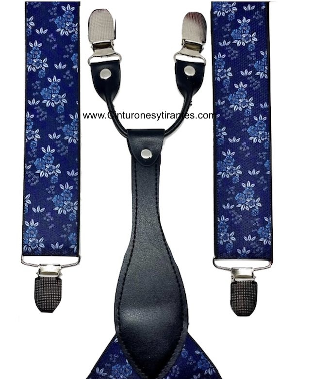 BLUE BRACES WITH FLOWER PATTERN WITH 4 CLAMPS WITH JAWS AND Y SHAPE 
