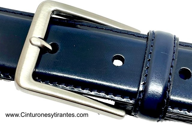 BLUE NAVY SHINY LUXURY LEATHER BELT FOR MEN 