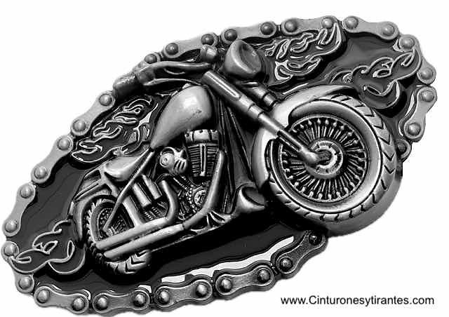 BROWN LEATHER BELT WITH BUCKLE BIKER CHOPPER BUCKLE WITH CHAIN 