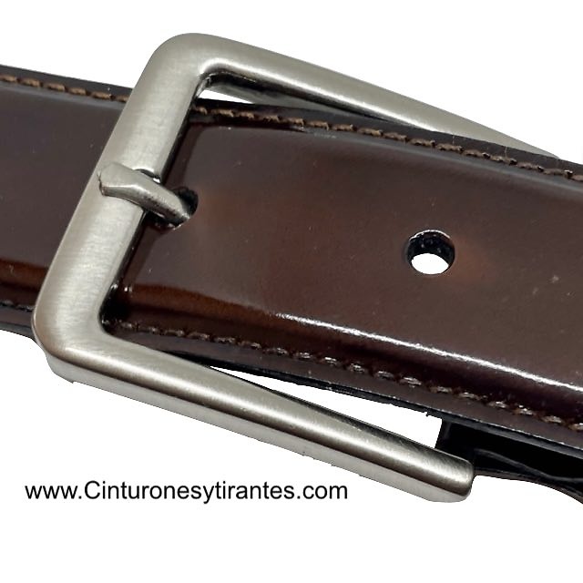 BROWN SHINY LUXURY LEATHER BELT FOR MEN 