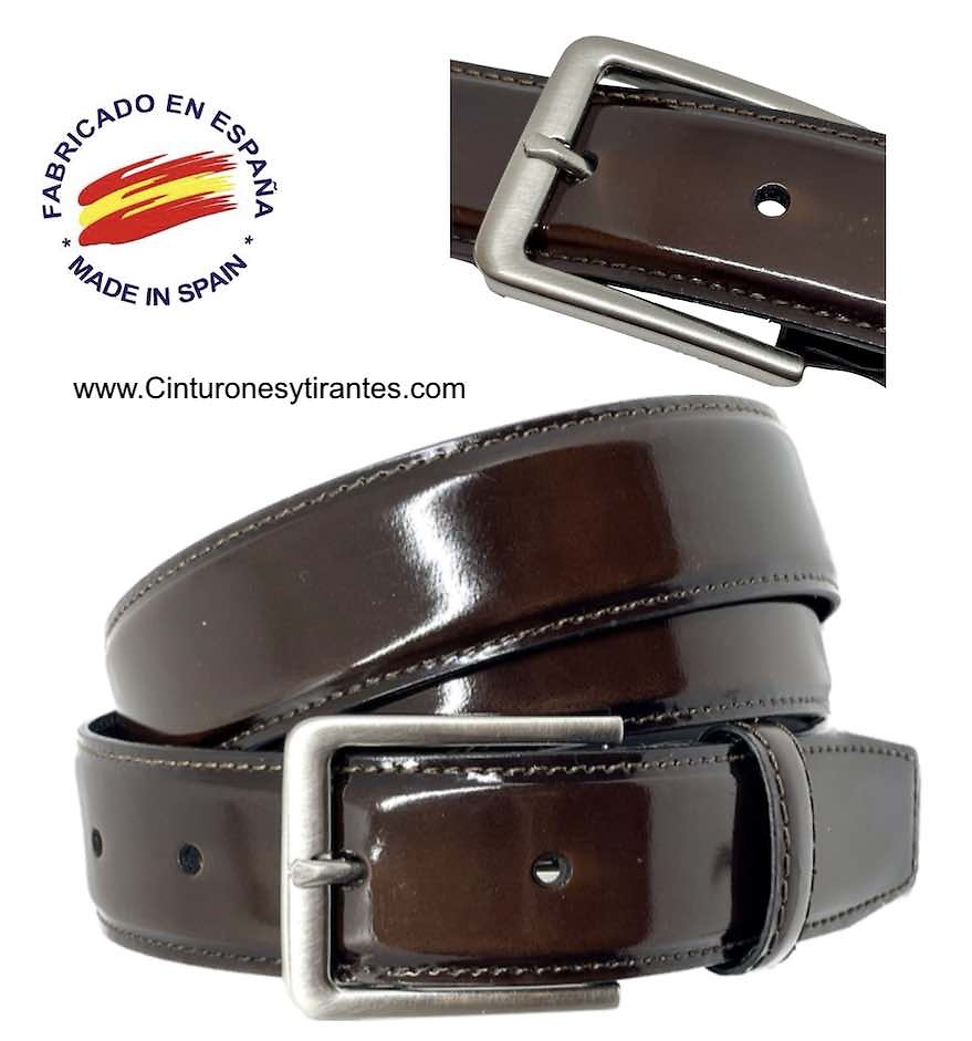 BROWN SHINY LUXURY LEATHER BELT FOR MEN 