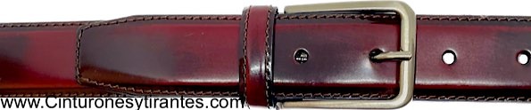 BURGUNDY SHINY LUXURY LEATHER BELT FOR MEN 