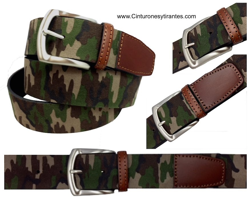 CAMOUFLAGE BELT MADE OF WIDE LEATHE 