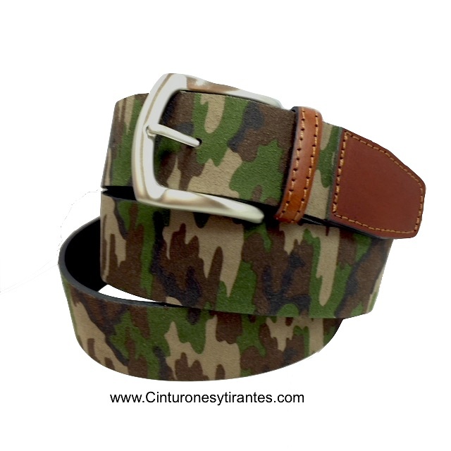 CAMOUFLAGE BELT MADE OF WIDE LEATHE 