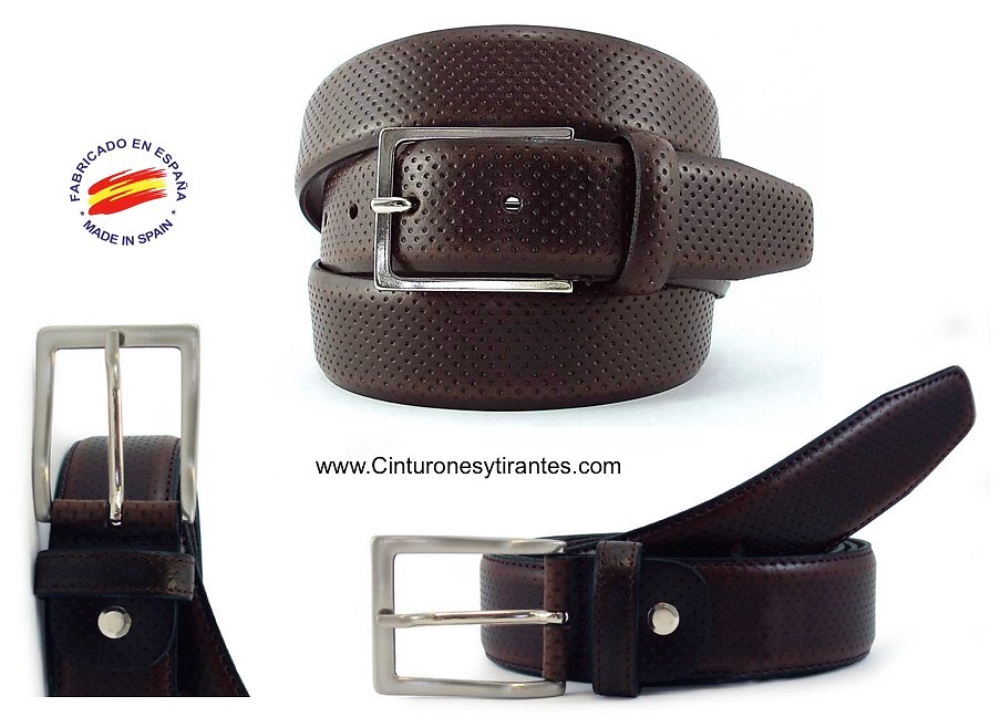 CHOPPED LEATHER GOLF BELT FOR MEN 