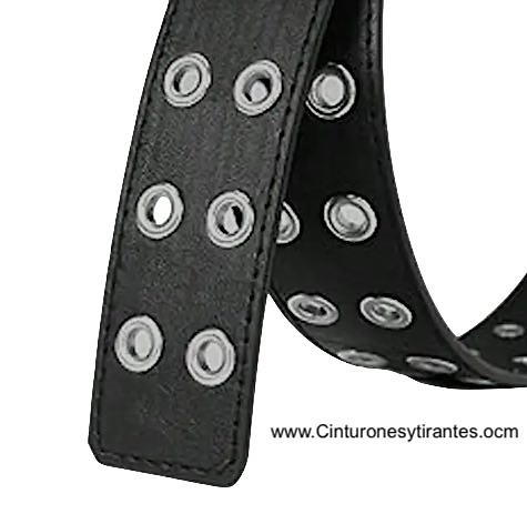 CINTURÓN DE DOBLE OJETES DE METAL EN POLIPIEL 