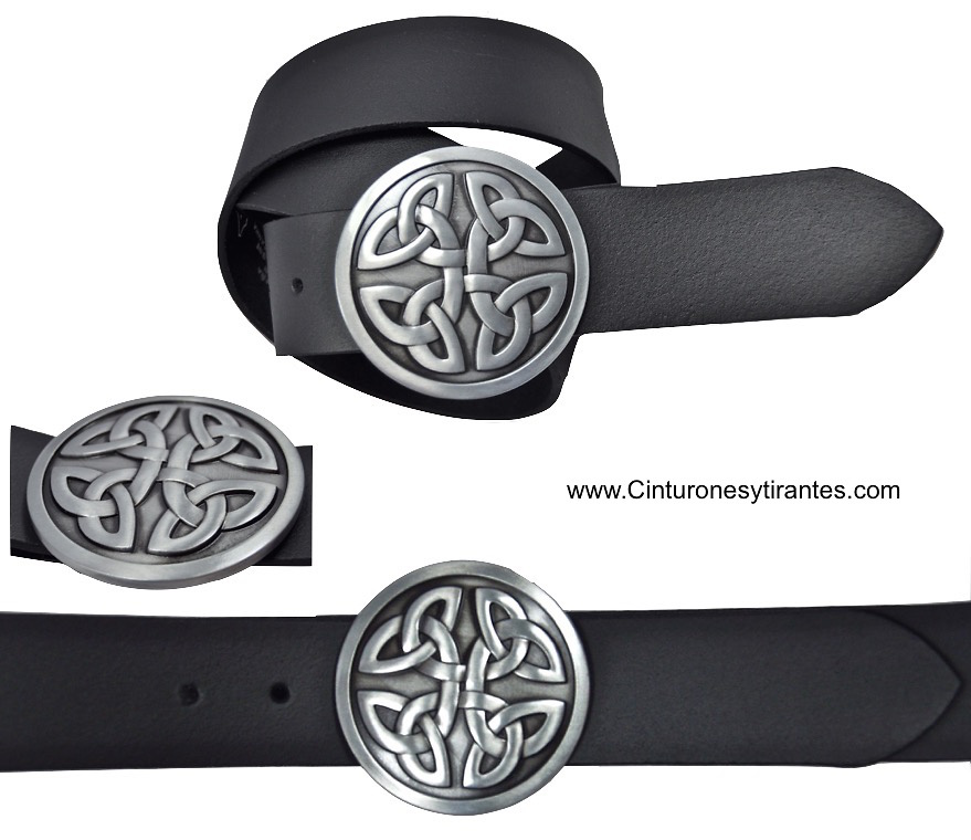 Cinturón Kilt de piel en relieve y hebilla celta antigua Juego de 2 piezas 