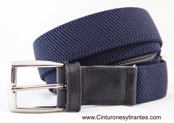 Cinturón elástico hombre con regulador talla azul marino 