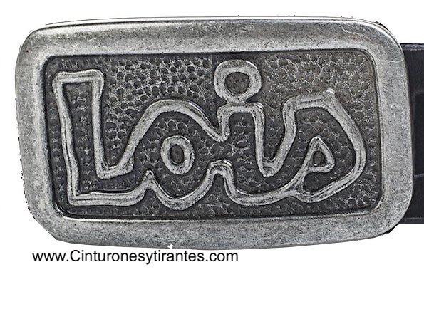 CINTURÓN LOIS DE CUERO CON HEBILLA DE CHAPÓN CON LA MARCA LOIS A RELIEVE 