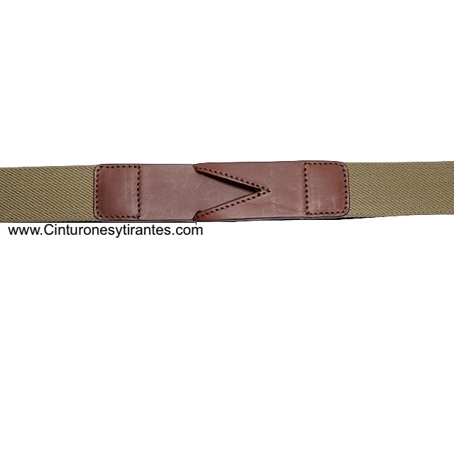 CINTURÓN PREMIUM DE HOMBRE EN PIEL Y GOMA ELÁSTICA LIBRE DE METAL COLOR CAMEL 