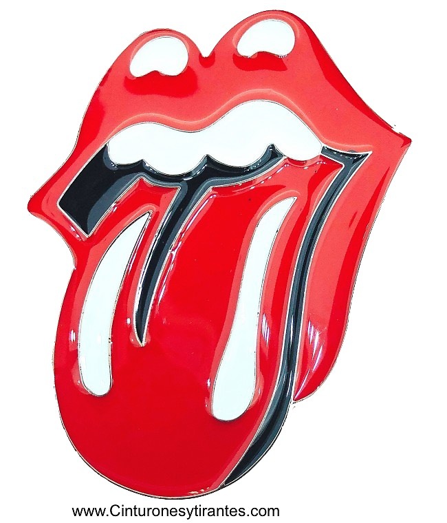 CINTURÓN ROLLING STONES HECHO DE PIEL NEGRA 