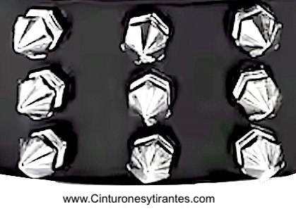 CINTURON DE POLIPIEL NEGRA CON CLAVOS CÓNICOS HEXAGONALES 