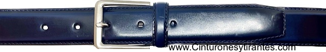 CINTURON HOMBRE DE PIEL LUXURY BRILLO AZUL MARINO 