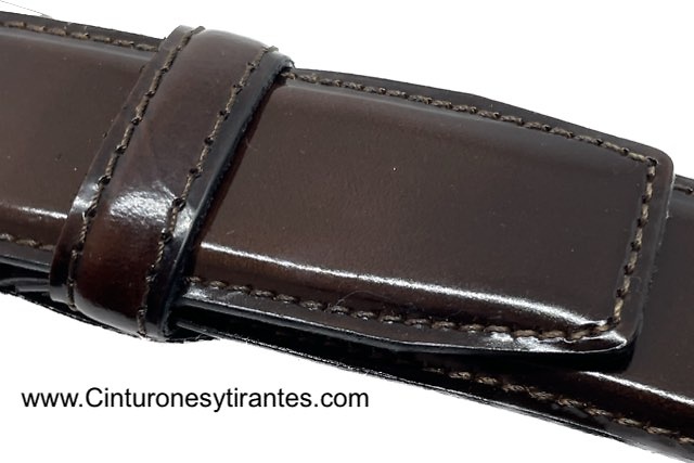 CINTURON HOMBRE DE PIEL LUXURY BRILLO MARRÓN 