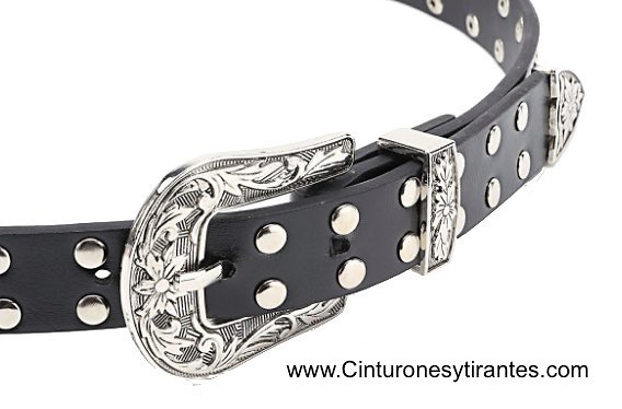 DOUBLE BELT BUCKLE WITH TOE AND RIVETS 
