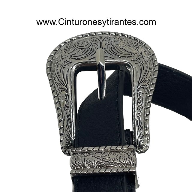 DOUBLE BUCKLE BELT WITH METAL TIPS WITH LEATHERETTE AND ELASTICATED ELASTIC BAND 