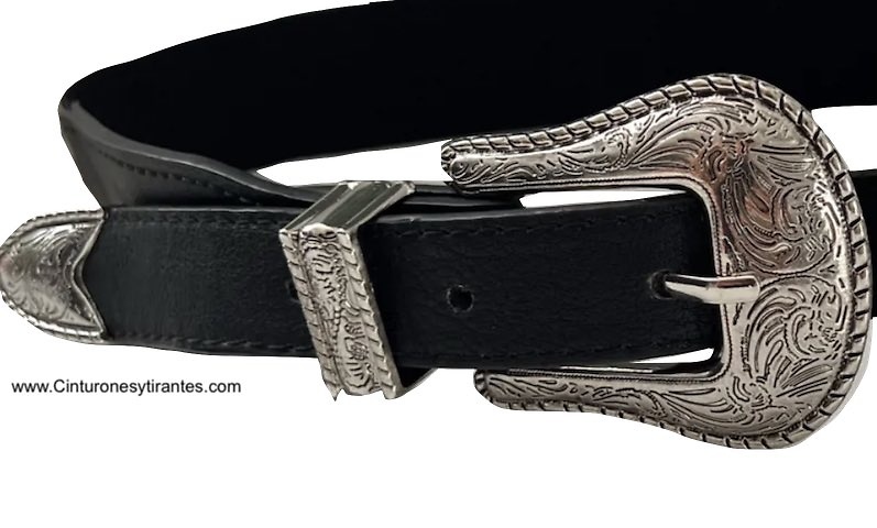 DOUBLE BUCKLE BELT WITH METAL TIPS WITH LEATHERETTE AND ELASTICATED ELASTIC BAND 