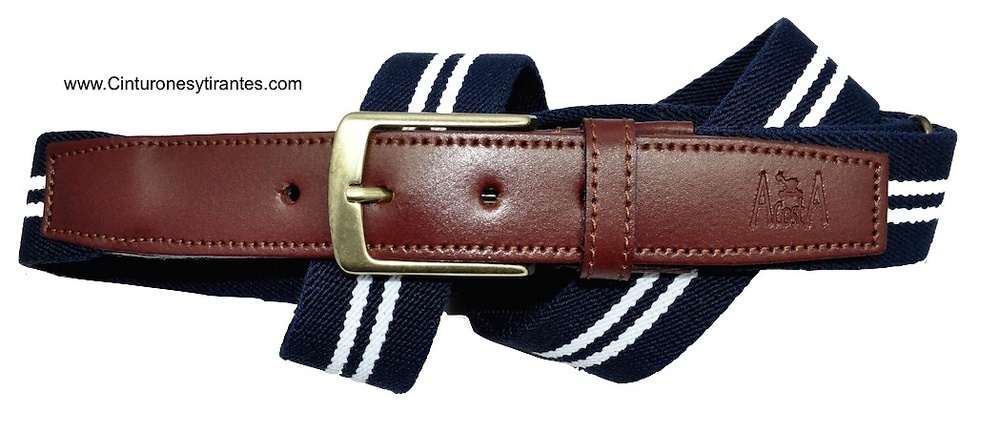 ELASTIC BELT POINTS LEATHER DOUBLE STRIPE 