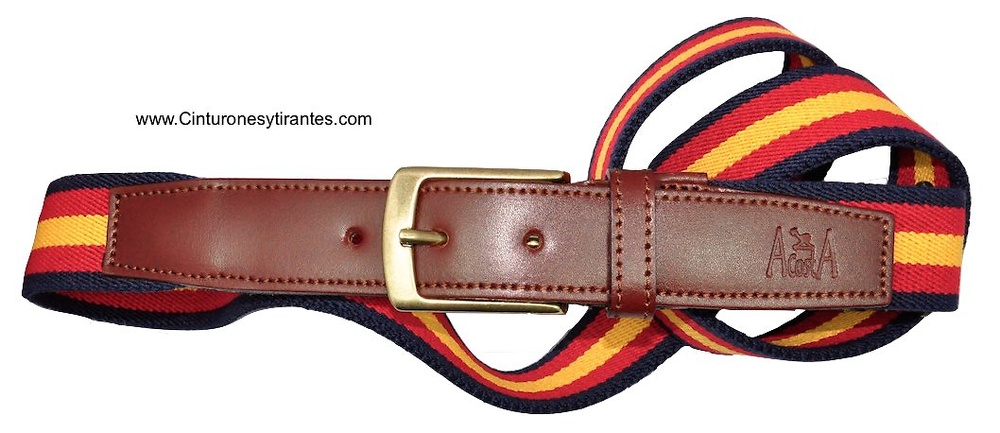 ELASTIC BELTS LEATHER POINTE BIG SPAIN FLAG 