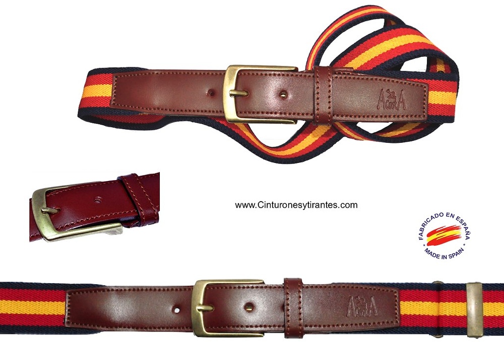 ELASTIC BELTS LEATHER POINTE BIG SPAIN FLAG 