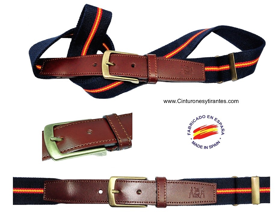 ELASTIC BELTS LEATHER POINTE -SPAIN FLAG 