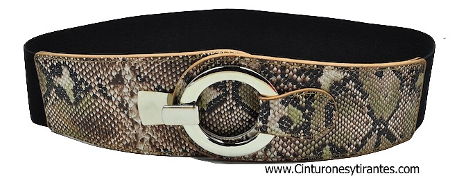 ELASTIC RUBBER SNAKE BELT WITH METAL RING CLOSURE 