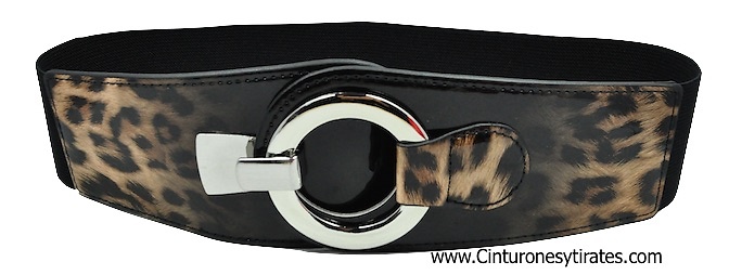 ELASTIC RUBBER TIGER BELT WITH METAL RING CLOSURE 