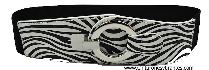 ELASTIC RUBBER ZEBRABELT WITH METAL RING CLOSURE 