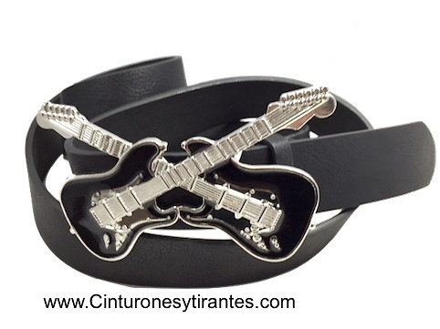 ELECTRIC GUITAR BELT WITH ENAMELED BUCKLE 