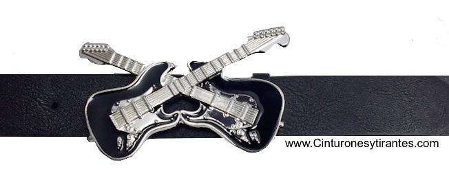 ELECTRIC GUITAR BELT WITH ENAMELED BUCKLE 