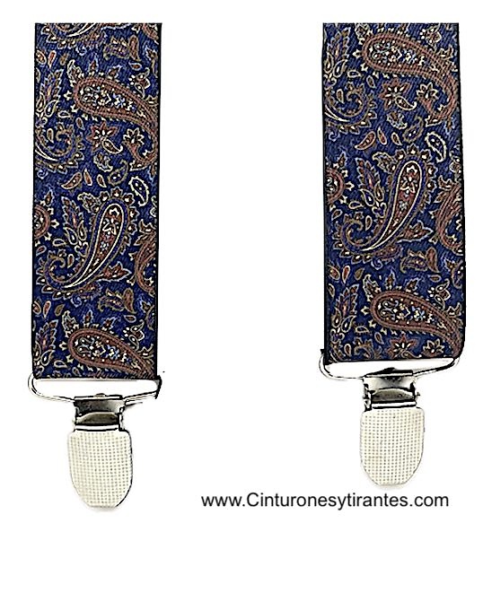 ELEGANT, ELASTICATED NAVY BLUE BRACES IN CASHMERE OR PASLEY 