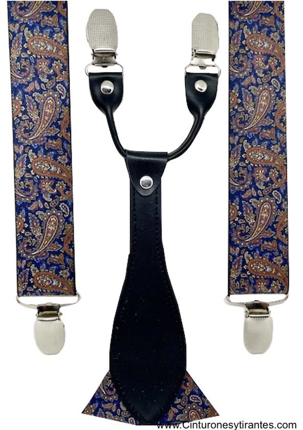 ELEGANT, ELASTICATED NAVY BLUE BRACES IN CASHMERE OR PASLEY 