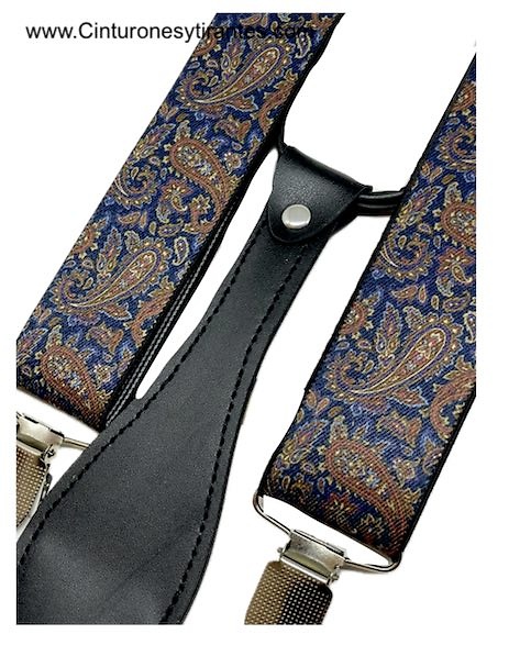 ELEGANT, ELASTICATED NAVY BLUE BRACES IN CASHMERE OR PASLEY 