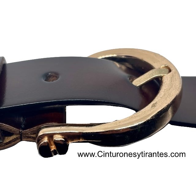 FLORENTINE LEATHER BELT WITH GOLDEN OMEGA BUCKLE 