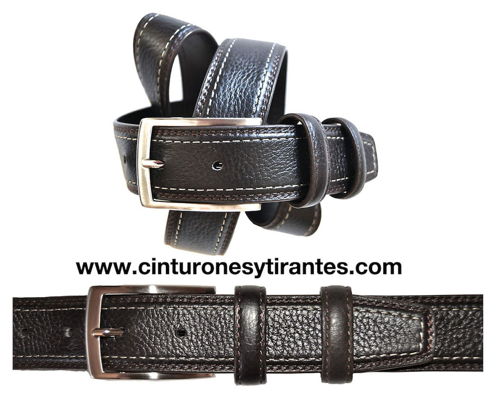 GENTLEMAN BELT FOR BUFFALO LEATHER DRESS WITH TRIPLE STITCHED 
