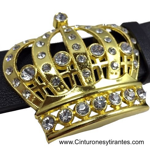 LEATHER BELT WITH DORADA ROYAL CROWN BUCKLE 