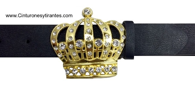 LEATHER BELT WITH DORADA ROYAL CROWN BUCKLE 