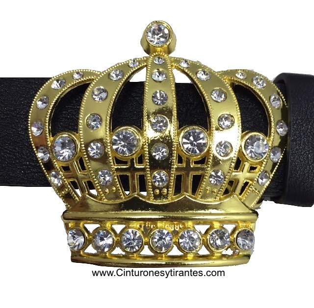 LEATHER BELT WITH DORADA ROYAL CROWN BUCKLE 